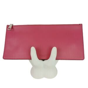 Coach Hot Pink Leather Slim Top Zip Wallet Clutch Accessory Pouch 9.5" x 4.5"